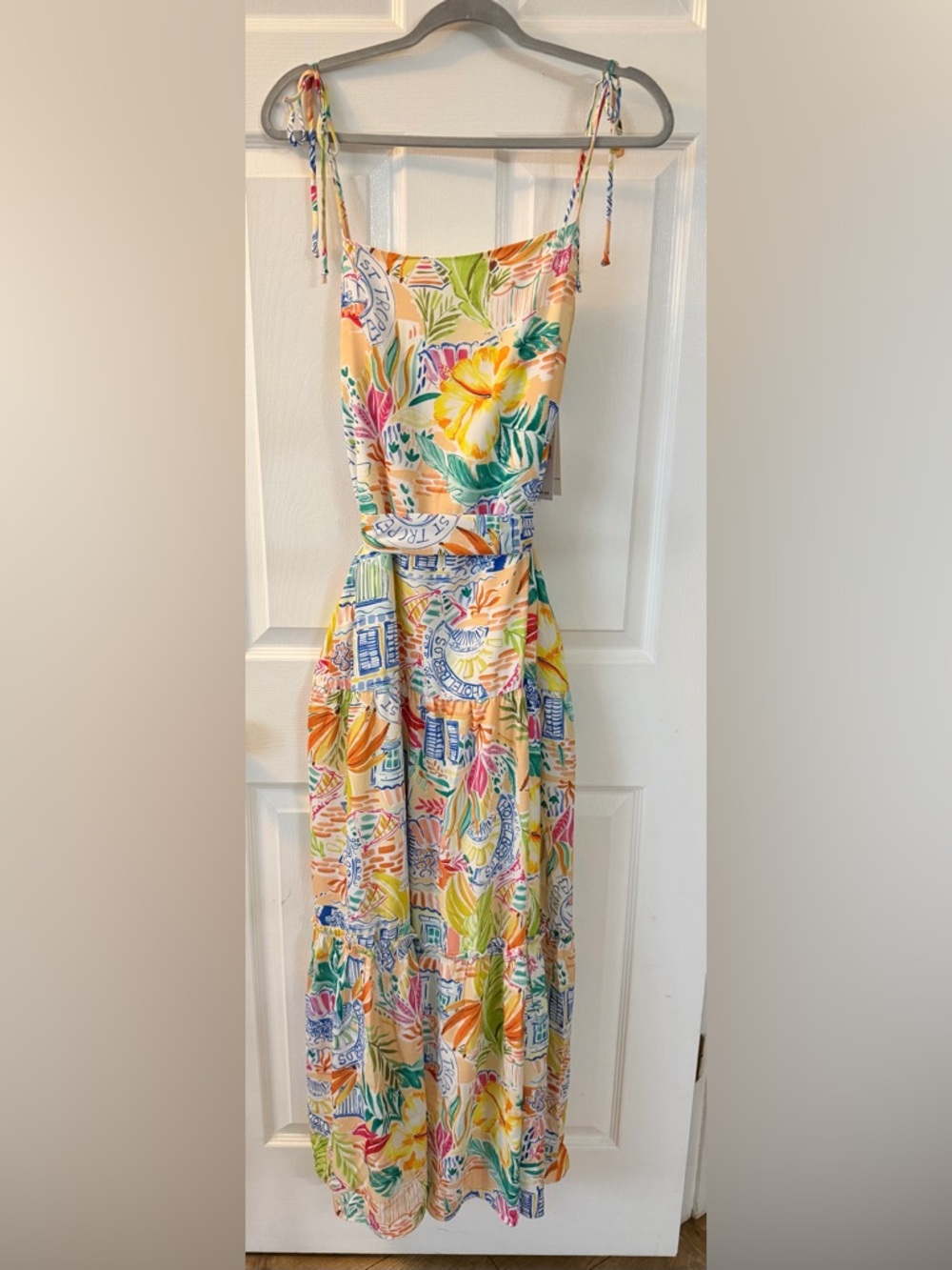 julia jordan Ivory Multicolor Tropical Linen Maxi Dress - Picture 2 of 7